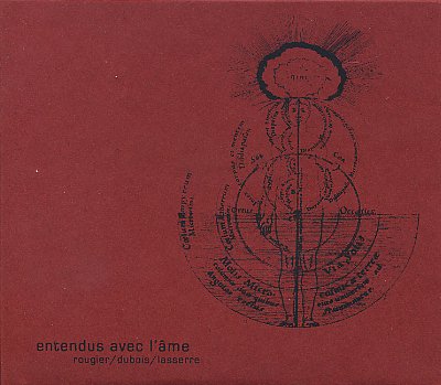 28-Rougier-Dubois-Lasserre_entendus_w.jpg - ROUGIER / DUBOIS / LASSERRRE : "Entendus avec l'âme" Enregistrement en concert avec une prise de son "ambiance" qui renforce les résonnances et l'impression d'espace : voilà un de ces disques "documents" qui fixent un instant de vie d'un trio qui trouve son bonheur dans la spontanéité de musiques improvisées avec une grande économie de moyens (caisse claire + cymbales). On apprécie une fois de plus que le Petit Label sache diffuser ces musiques si fragiles avec les risques que cela suppose.- Petit Label Free 005 / http://www.petitlabel.com + Les Allumés du JazzJean Rougier : contrebasse / Thomas Dubois : trompette / Didier Lasserre : caisse claire et cymbales01. cuerpo sin cuerpo (corps sans corps) / 02. tiempo sin horas (temps sans heures) / 03. raices de tinta (racines d'encre)> http://www.petitlabel.com/pl/disque.php?ref=PL%20free%20005